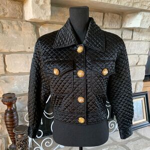 Black‎ Cropped Quilted Jacket